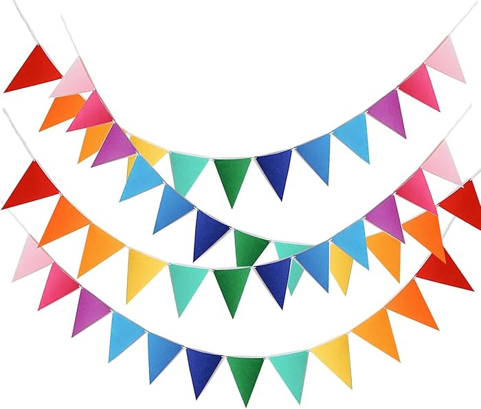 48pcs Rainbow Pennant Banner, Triangle Bunting Flag Banners for Birthday Party Decoration, Baby S... | Amazon (US)