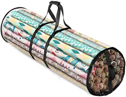 ZOBER Round Christmas Gift Wrapping Paper Organizer Storage - 40 Inch Gift Wrap Storage Container... | Amazon (US)