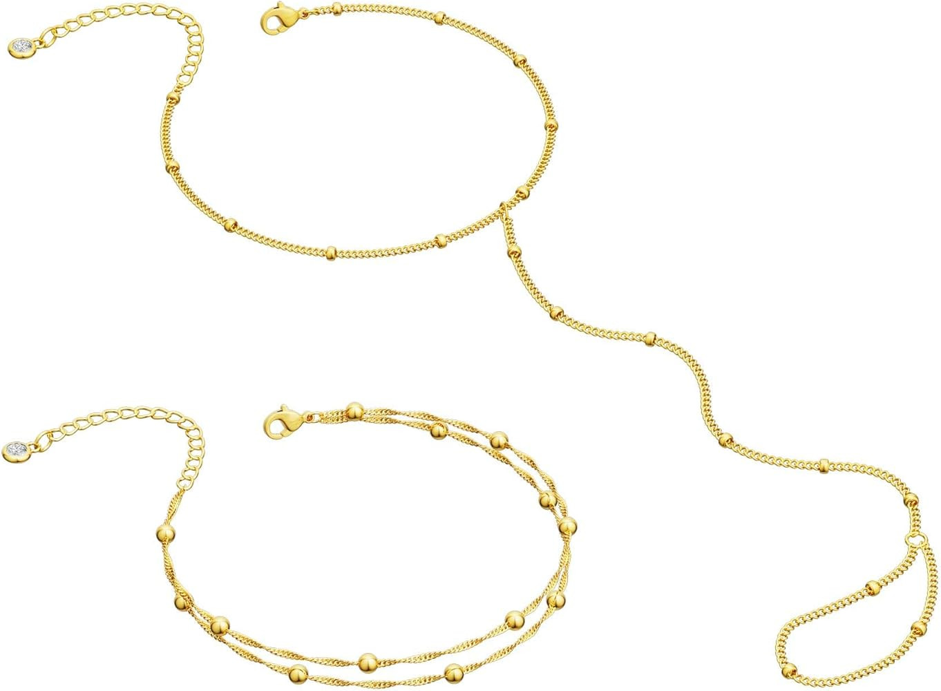 MBW Gold Bracelets for Women Trendy, Dainty 14K Gold Plated Bracelet Stack Beaded Chain Bracelet ... | Amazon (US)