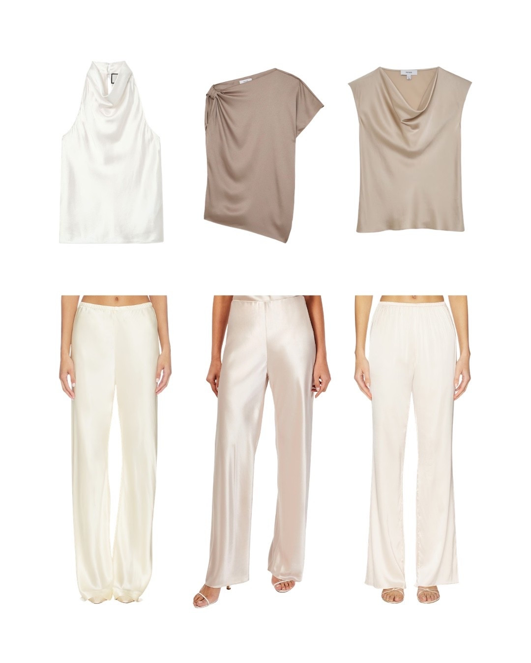 Elevated satin separates you'll wear again and again. Timeless neutrals that mix and match effortlessly. ✨

satin top, satin pants, silk look, neutral outfit, matching set, elevated basics, capsule wardrobe, minimalist style, chic outfits, monochrome outfit

#LTKootd #LTKOver40 #LTKWorkwear