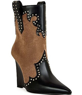 Azalea Wang Tallulah Studded Western Wedge Booties - 9 | Dillard's