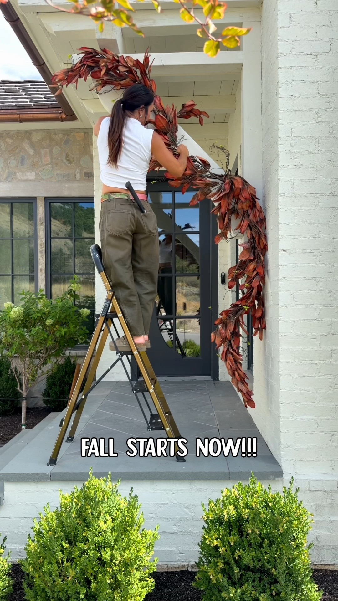 Fall porch with touch of spooky fun.
Faux magnolia garland
Moss garland
@MacKenzie-Childs pumpkins and door baskets
Fall stems and glowing orbs!!!

#LTKHome #LTKSaleAlert