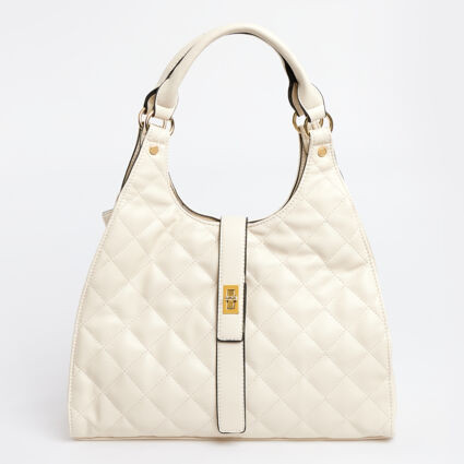 Cream Quilted Tote Bag | TK Maxx