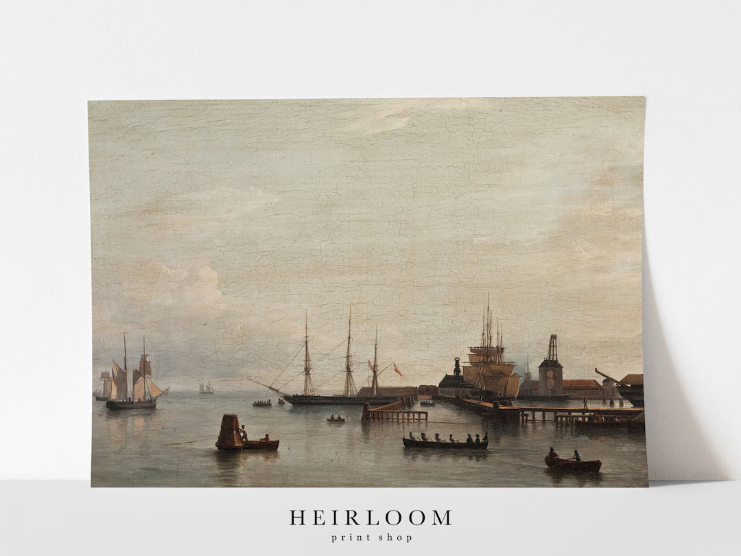 Ship Painting Canvas | Primitive Nautical Shipart | Rustic Vintage | ART PRINTS | Copenhagen | Etsy (US)