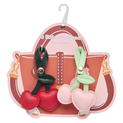 A Little Obsessed 2pk Girl's Cute Heart Cherry Bestie Bag Charms for Backpacks & Purses | Target