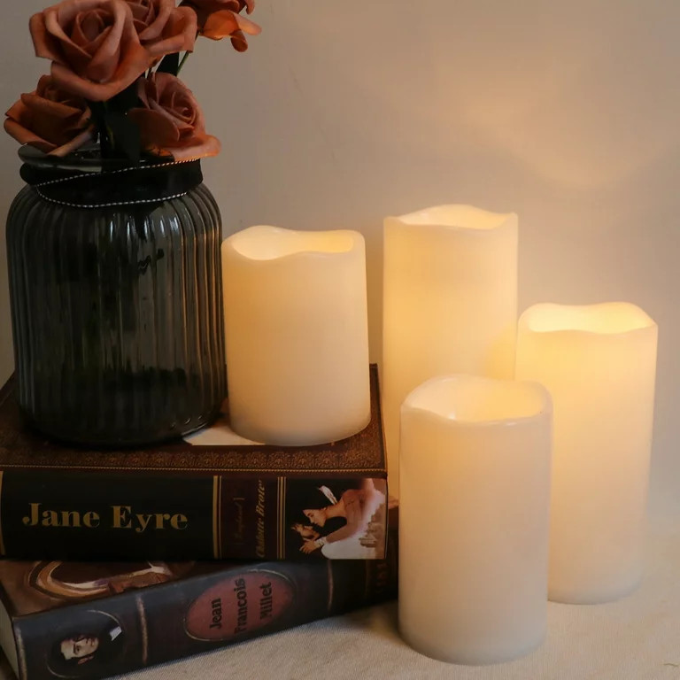 Lasumora Waterproof Outdoor Led Flameless Candles with 6 Hours Timer, Flickering LED Flameless Ca... | Walmart (US)