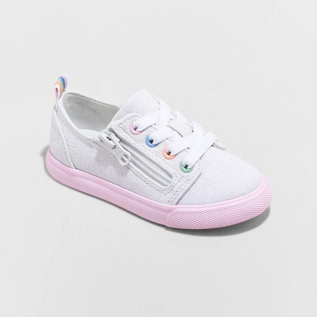 Toddler Girls' Luka Double Zipper Sneakers - Cat & Jack™ Silver | Target