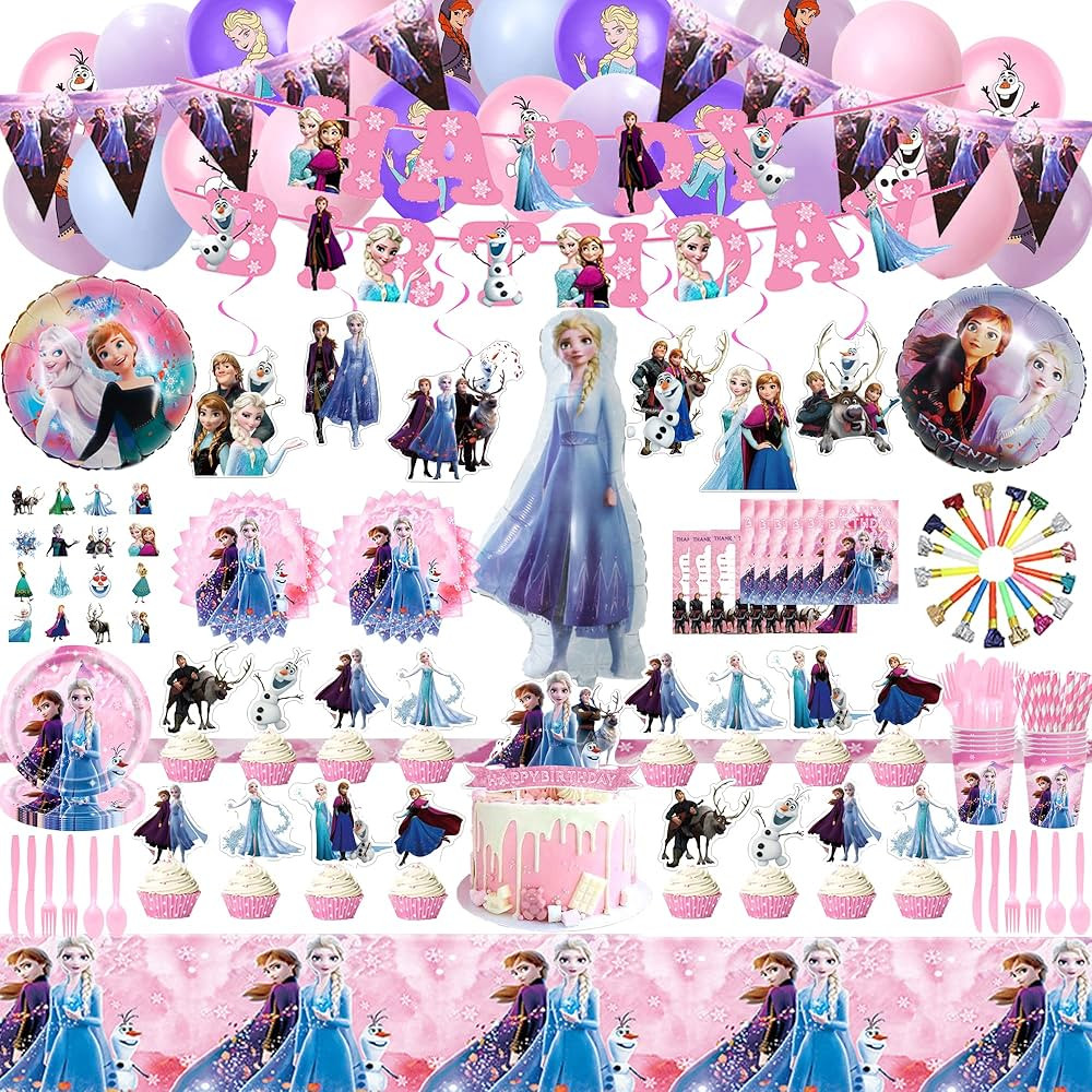 307Pcs Birthday Party Supplies for 20 Guests, Pink Snow Theme Party Decorations Include Banners, ... | Amazon (US)