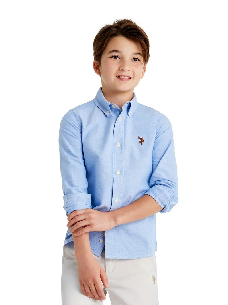 U.S. Polo Assn. Boys Long Sleeve Button Down Oxford Shirt, Sizes 4-18 - Walmart.com | Walmart (US)