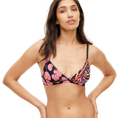 Women's 4-Way Cotton Stretch Geranium Leaf/Disco Zebra Pink/Black Bralette - DVF for Target | Target