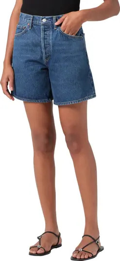 AGOLDE Dame High Waist Mid Length Relaxed Denim Shorts in Coax at Nordstrom, Size 28 | Nordstrom