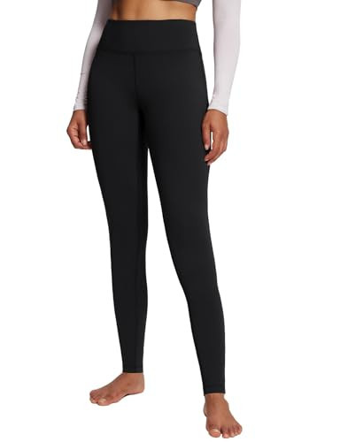 baleaf Black Leggings for Women Fleece Lined Thermal Warm Winter Tights High Waisted Thick Yoga Pants Cold Weather Inner Pocket M | Amazon (US)