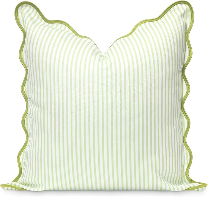 Hofdeco Premium Coastal Patio Indoor Outdoor Scalloped Throw Pillow Cover Only, 20"x20" Water Rep... | Amazon (US)