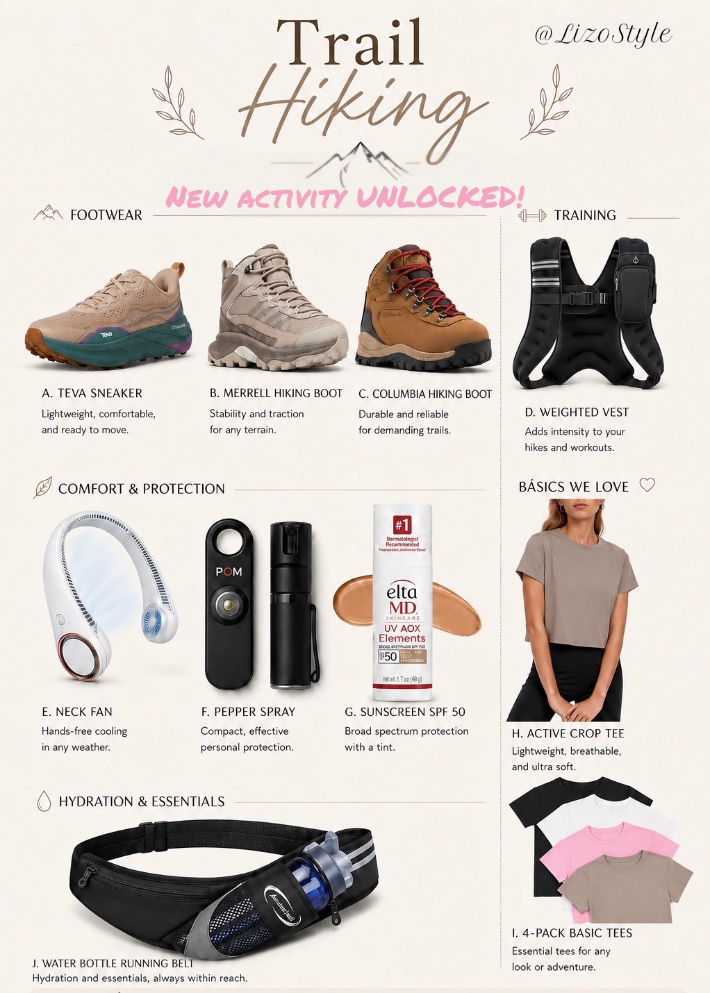 I’ve been adding a few Trail Walks to my cardio routine and I’m loving the way it makes me feel. Here are a few of my gear suggestions if you want to try it out. The right shoes are key ! Mainly if you’re taking the rocky path. I’m also getting a water bottle belt. I didn’t want to wear one but holding the bottle in my hands can be annoying. The weighted vest is amazing! I even wear it around the house when doing my chores.

#LTKmorningroutine #LTKdayinmylife #LTKfitnessgoals
