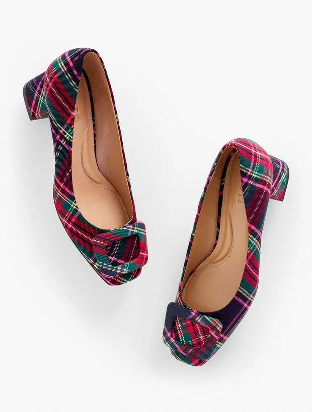 Carlye Buckle Pumps - Dashing Plaid | Talbots