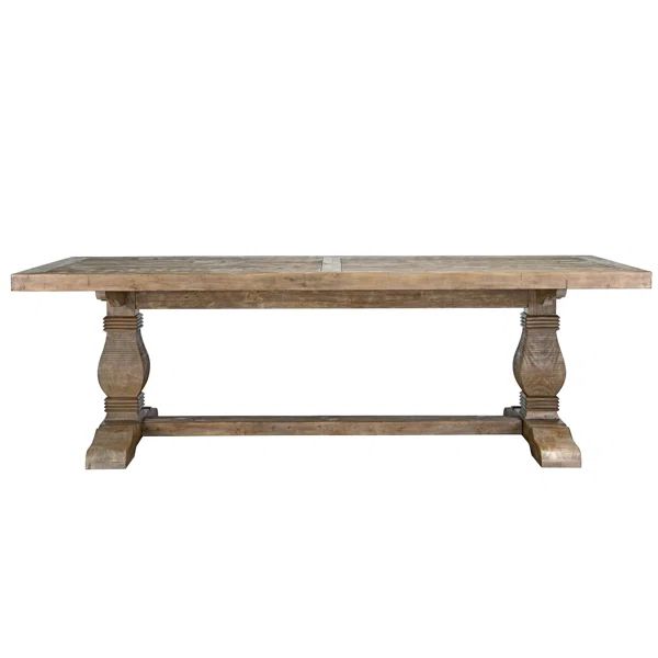 Kinston 94" Pine Solid Wood Trestle Dining Table | Wayfair Professional