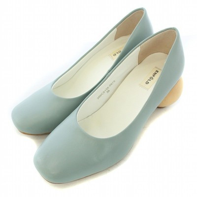 Enfold Pumps Square Toe Chunky Heel Asymmetric Faux Leather 23Cm Light Blu Dyp24 | eBay US