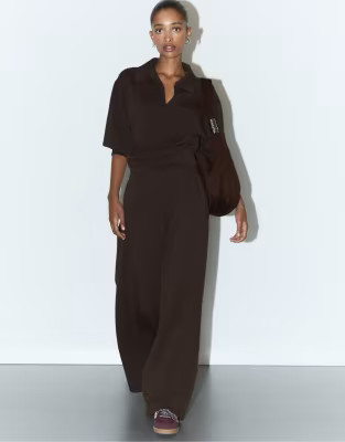 Stradivarius Soft-touch smart trousers in brown | ASOS (Global)