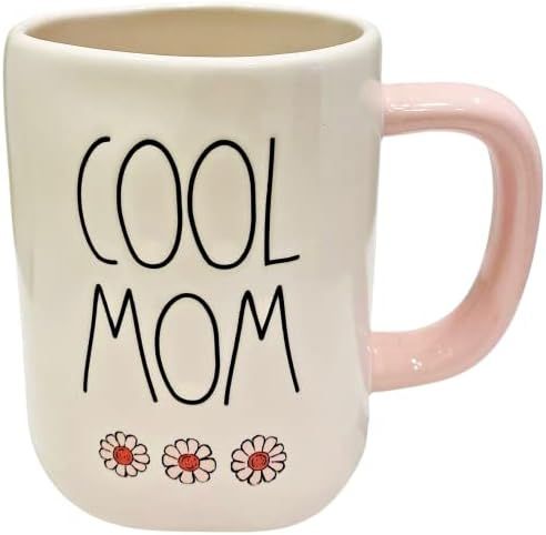 Rae Dunn Mother's Day Finely Glazed Ceramic Gift Mug | Inscribed: COOL MOM with Pink Daisies | Amazon (US)