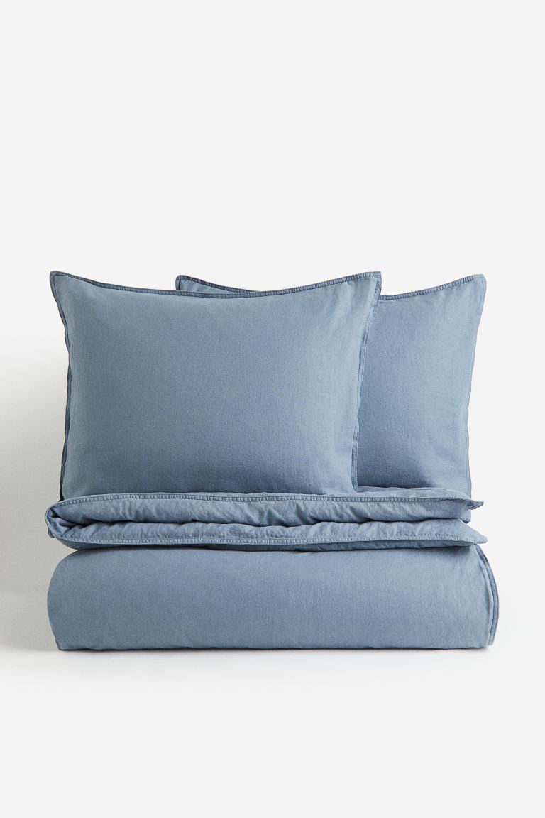 Linen-blend King/Queen Duvet Cover Set - Dusty blue - Home All | H&M US | H&M (US + CA)