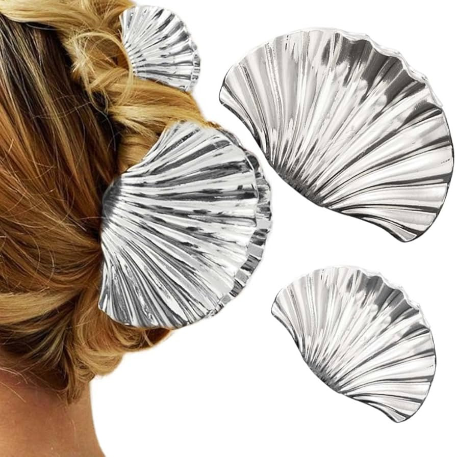 BARTOSI Shell Claw Clips Silver Hair Clip Seashell Hair Claw Clips for Thick Hair Fashion Hair Ac... | Amazon (US)