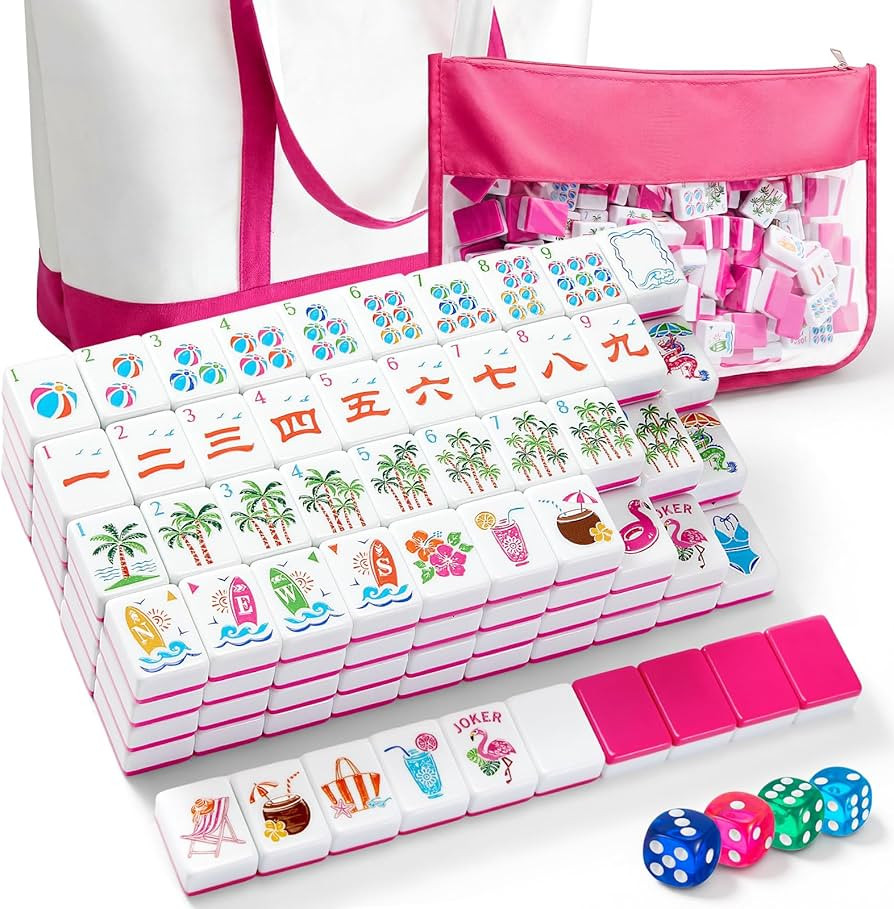 Soulchen 1.2 Inch Coastal American Mahjong Set, 168 Summer Beach Tiles with Large Tote Bag, Dice,... | Amazon (US)