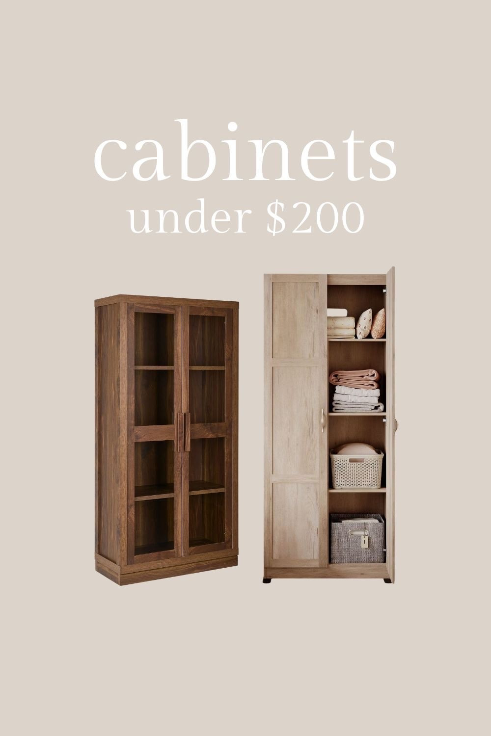 I went with the dark one to use as a linen cabinet at the cabin. Can’t wait to style it! The lighter toned one would be great if you want to hide away storage. Both under $200!

#LTKHome