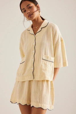TBCo Short Scallop-Trim Pyjama Set | Anthropologie (UK)