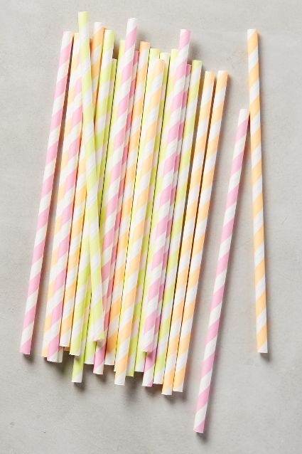 Neon Stripe Picnic Straws | Anthropologie (US)