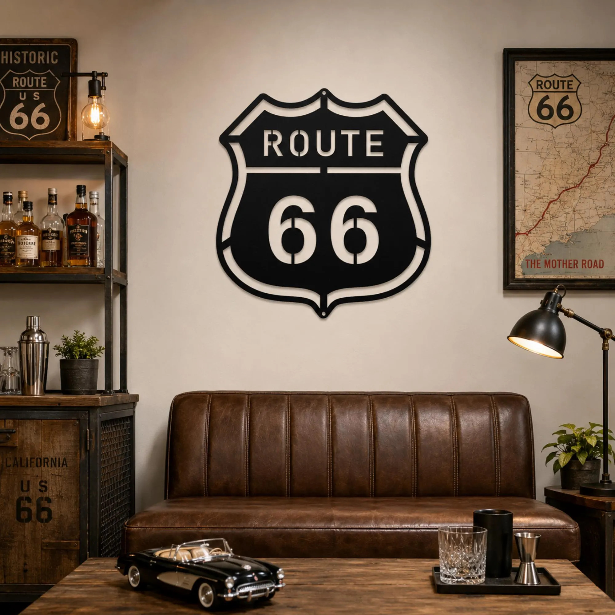 Route 66 Metal Wall Art, Vintage US Highway Shield Sign, Retro Garage Decor, Road Trip Americana Wall Decor, Man Cave Sign, Gift for Him | Etsy (Global)