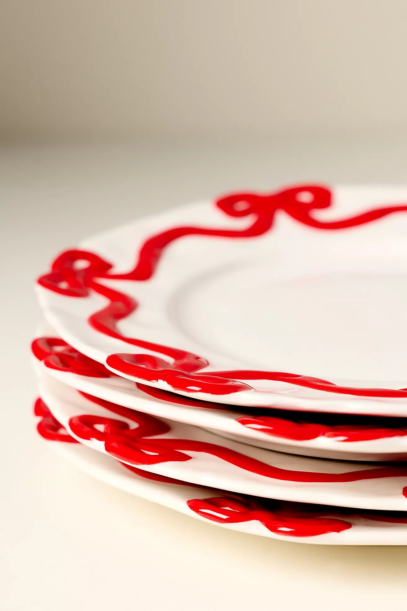 Benedita Bow Stoneware Side Plates, Set of 4 | Anthropologie (US)