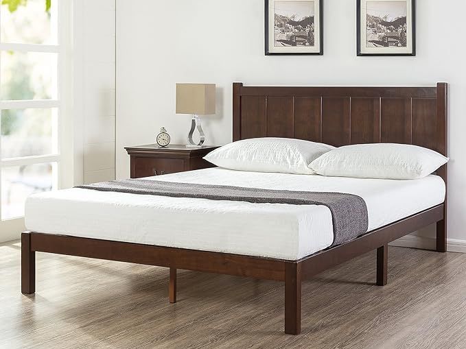 Zinus Adrian Wood Rustic Style Platform Bed with Headboard / No Box Spring Needed / Wood Slat Sup... | Amazon (US)