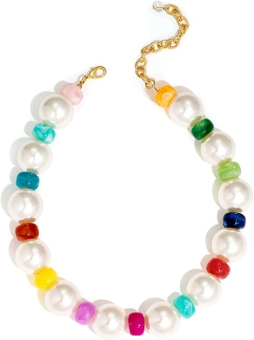 Mothers Day Gifts Chunky Beaded Choker Necklace for Women Boho Statement Necklace with Large Pear... | Amazon (US)