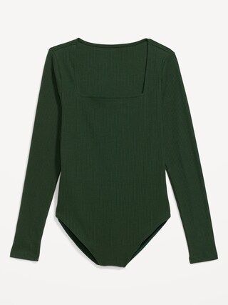 Long-Sleeve Square-Neck Rib-Knit Bodysuit for Women | Old Navy (US)
