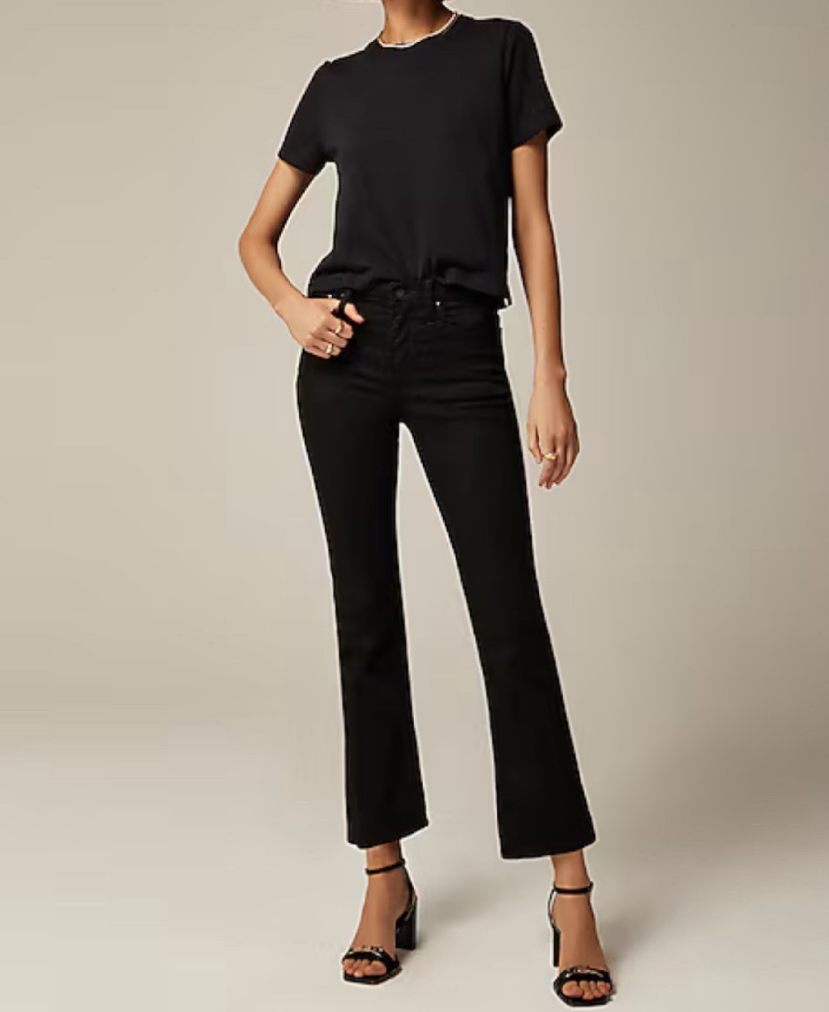 Black fall  J crew flare jeans #falloutict