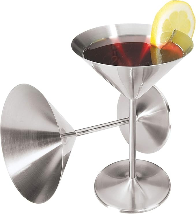 Oggi Stainless Steel Martini Glasses - 8oz, Set of 2 - Unbreakable Martini Glasses, Ideal Outdoor... | Amazon (US)