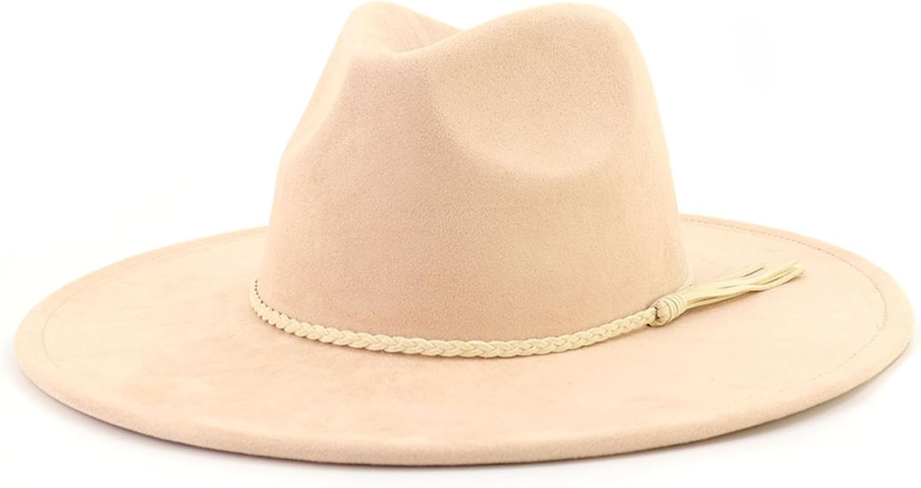 Big Wide Brim Fedora Hats for Women Men Western Suede Hats Large Felt Panama Hat Rancher Hat | Amazon (US)