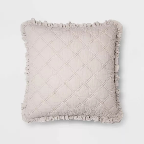 Vintage Washed Ruffle Quilted Pillow Sham - Threshold™ | Target