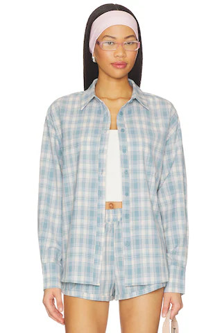 Thatcher Button Down Top in Blue Plaid | Revolve Clothing (Global)