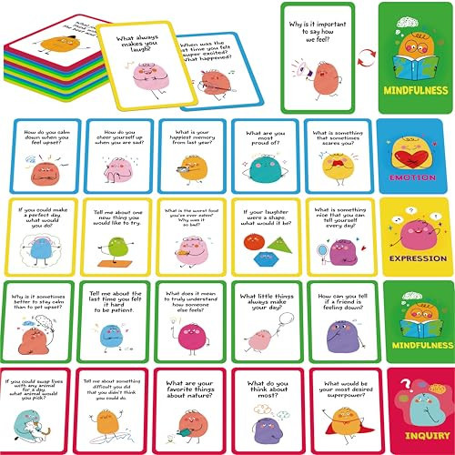 70 Conversation Cards, 4 Category Mindful Talk for Students, Authentic & Meaningful Question Cards for Parents, Kids, Classroom Activity & Road Trip - Improve Expression, Communication, Social Skill | Amazon (US)