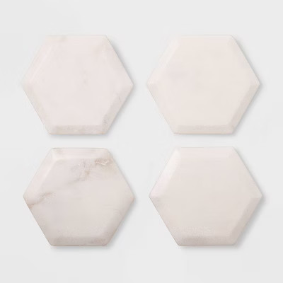 4pk Marble Hexagonal Coasters Natural - Threshold™ | Target