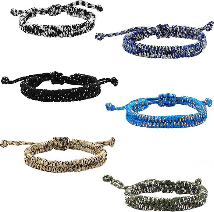FROG SAC 6 Paracord Friendship Bracelets for Boys, Parachute Cord Braided Bracelet Set, Woven Bra... | Amazon (US)