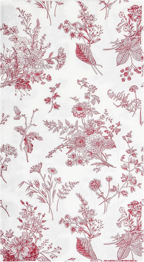 100 Floral Guest Napkins Red White Toile Disposable Paper Napkins Flower Bathroom Hand Towels for... | Amazon (US)
