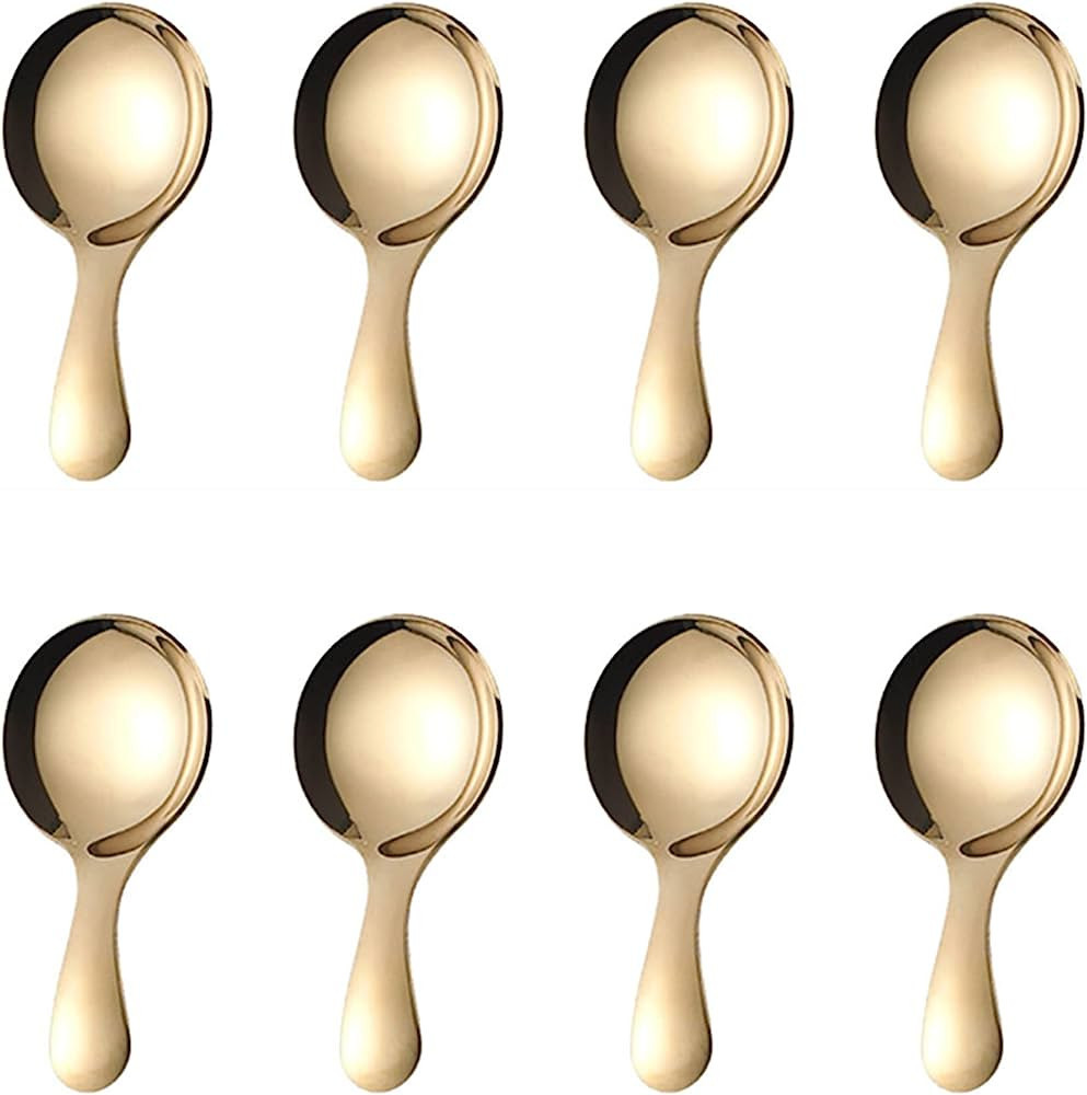 PHAETON 8PCS Golden Stainless Steel Short Handle Spoons Soup Spoons Condiments Spoon Dessert Spoo... | Amazon (US)