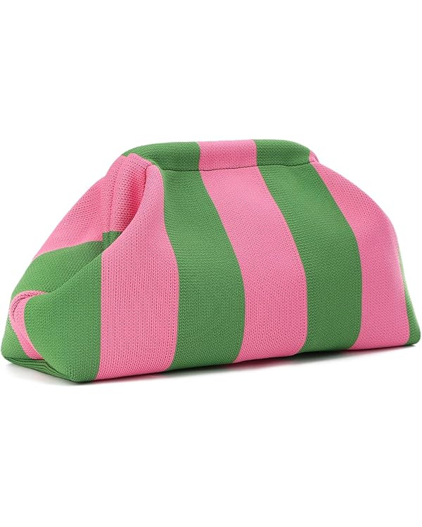 Oweisong Summer Woven Clutch Purse for Women 2025 Crochet Stripped Beach Bag Hot Pink Spring Purs... | Amazon (US)