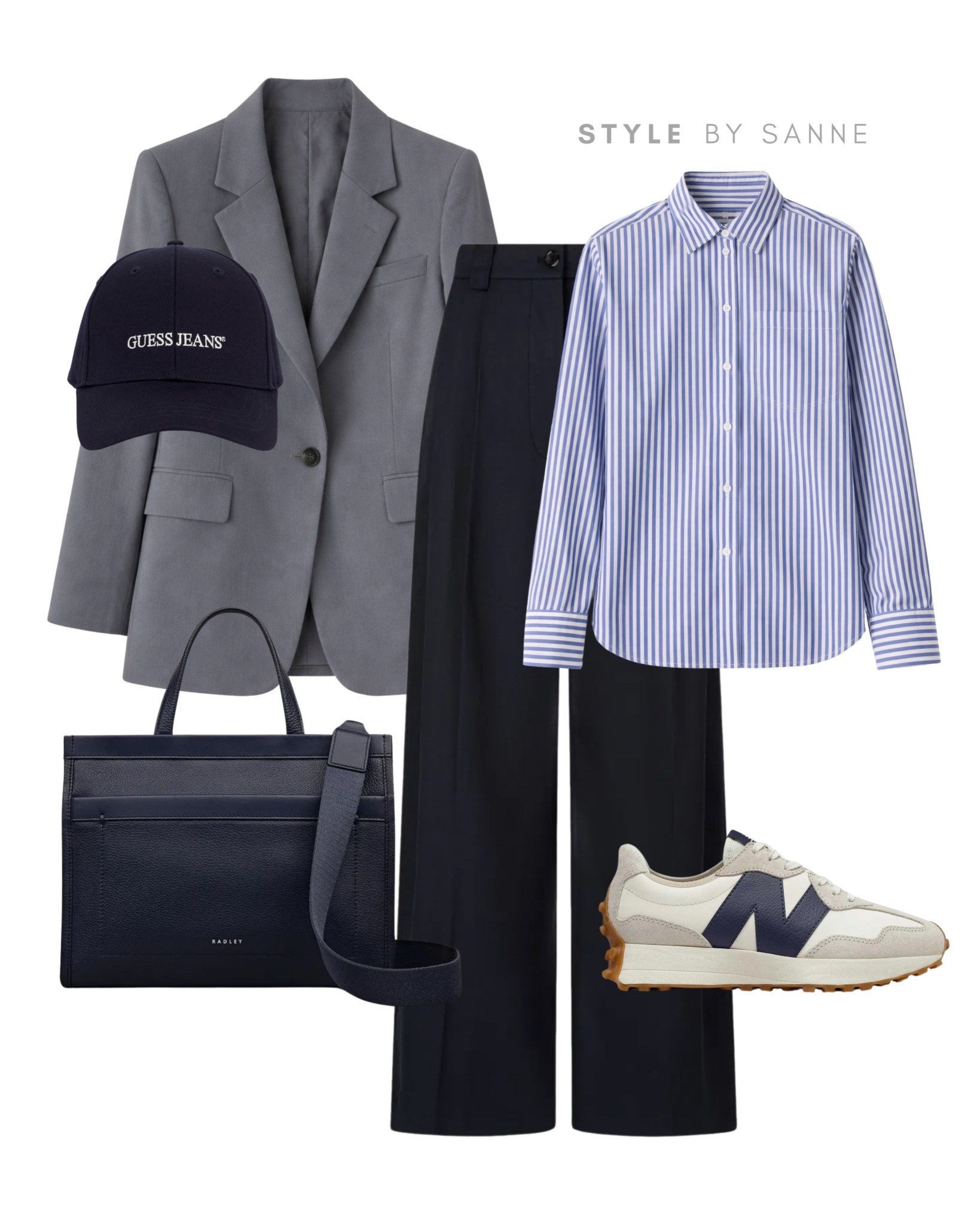 A sharp mix of tailoring and casual details, with a grey blazer and striped shirt balanced by relaxed trousers and sneakers. Effortless, modern and perfect for everyday wear with a polished edge. 👟💙

#LTKFashionMonth #LTKstyletip #LTKworkwear