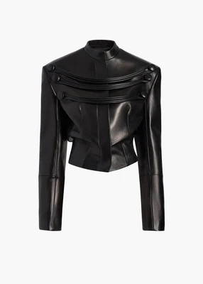 KHAITE - York Jacket With Cord Embroidery In Black Leather | Khaite