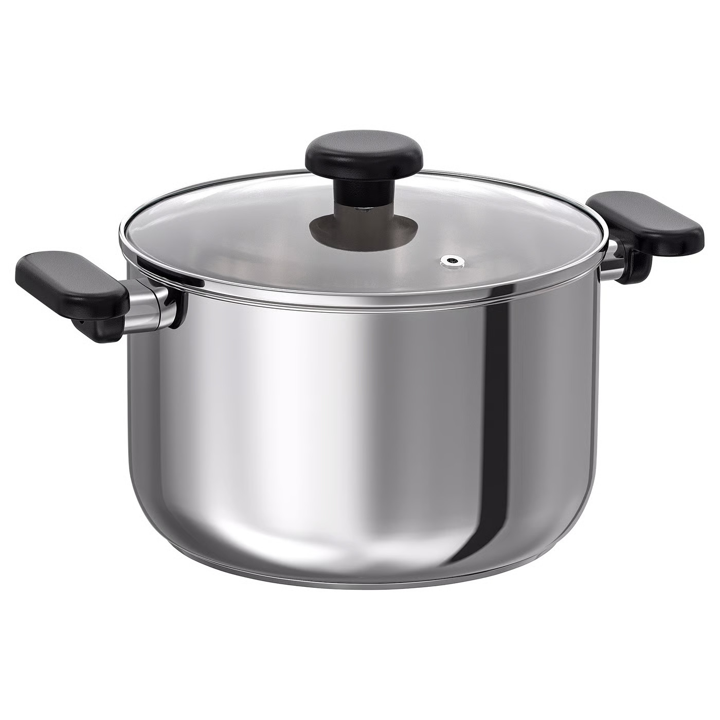 MIDDAGSMAT Pot with lid, clear glass/stainless steel, 5.3 qt | IKEA US