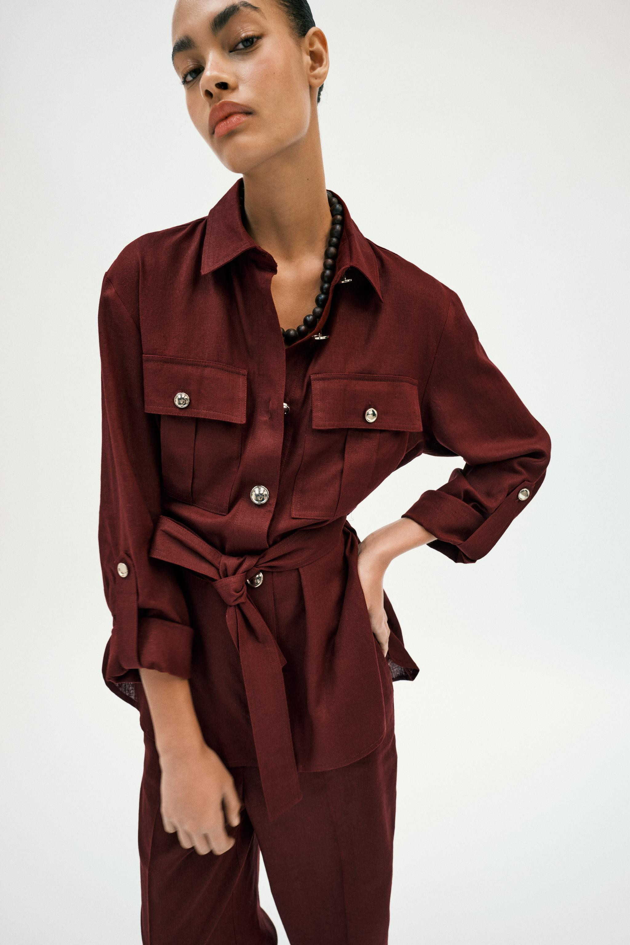 BELTED LINEN SAFARI JACKET | Zara US