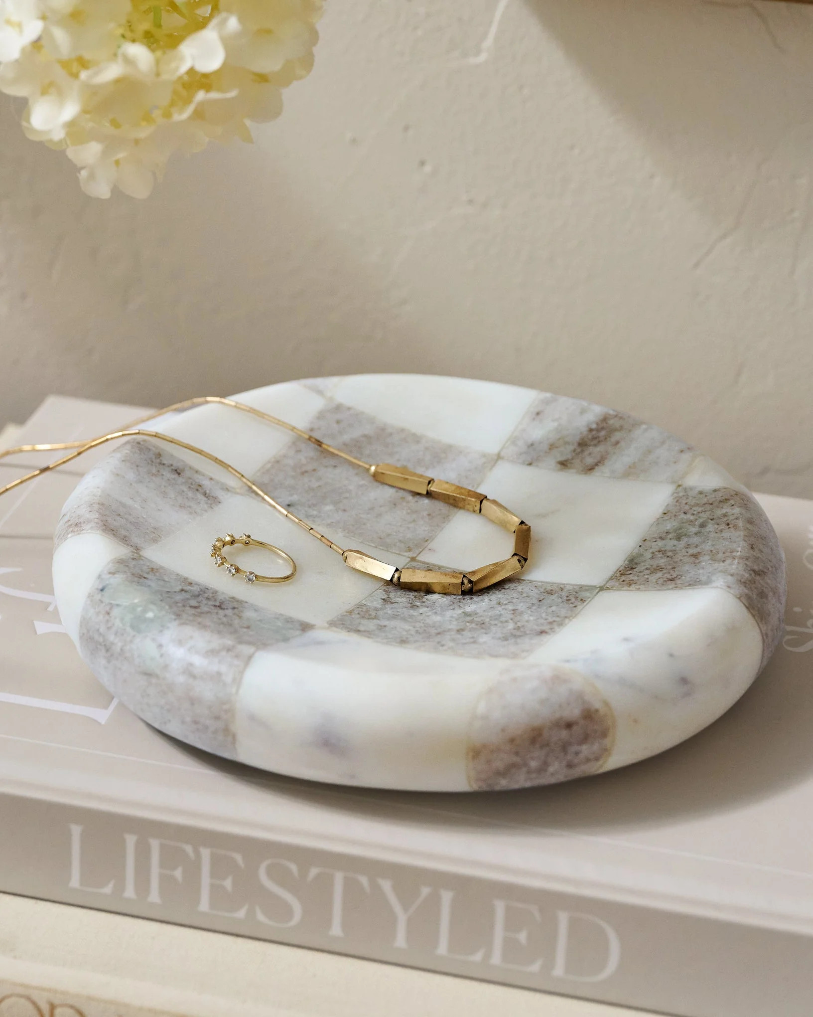 Everett Checkered Marble Trinket Tray | Shop.app